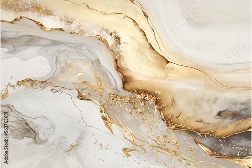Fényképezés Natural White and Gold marble texture for skin tile wallpaper luxurious background
