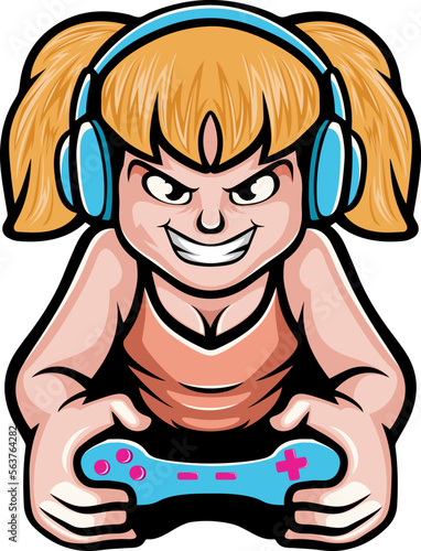 Cute gamer girl mascot logo design