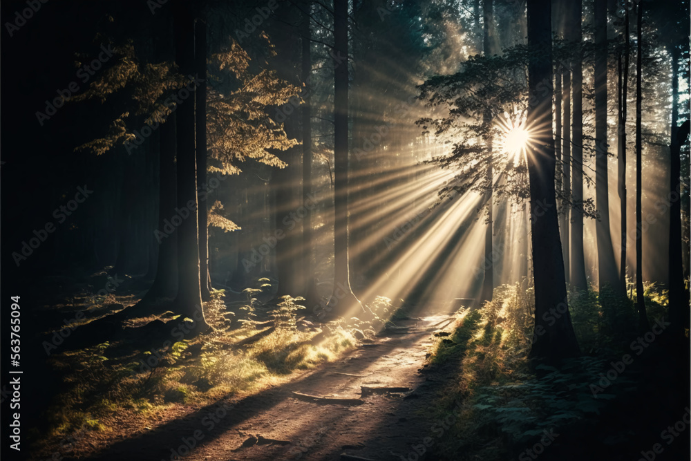 Sunrays in a forest