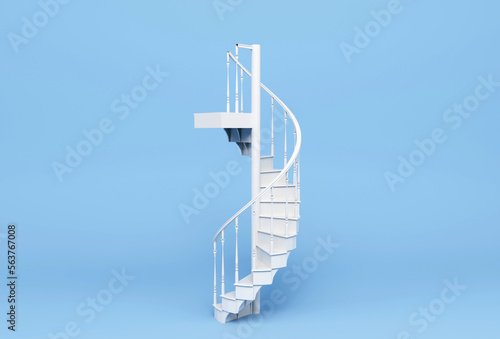 Murais de parede Spiral stair 3d illustration minimal rendering on white background