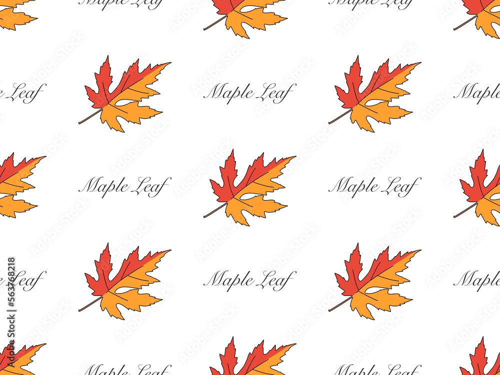 Maple Leaf cartoon character seamless pattern on white background