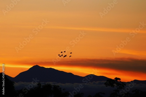 sunset over the mountains