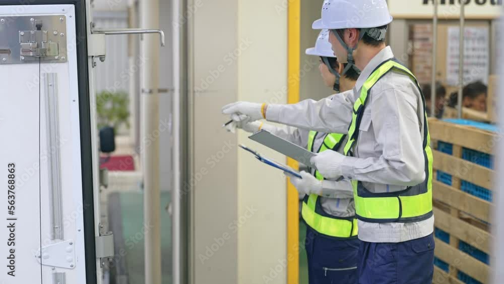 工場内を点検する従業員 工場内を点検する従業員