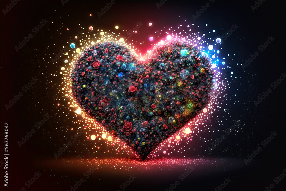 Valentine's Floral Heart Abstract, Generative AI Valentine's Floral Heart Abstract, Generative AI