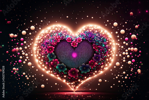 Valentine s Glowing Heart Abstract  Generative AI