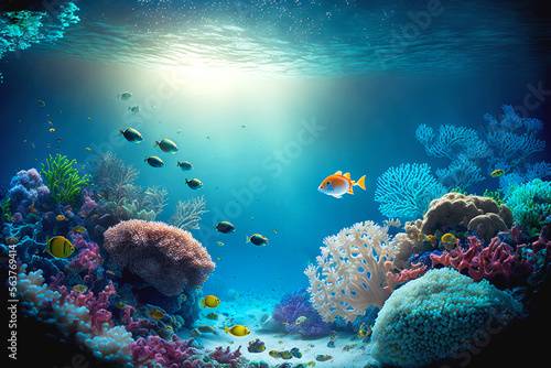 AI Generated Underwater Ocean Background