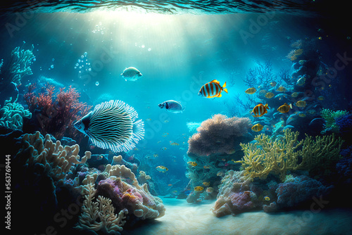 AI Generated Underwater Ocean Background