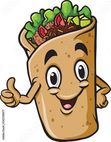 Cartoon burrito or kebab mascot design #563769677
