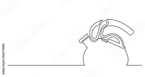 continuous line drawing vector illustration with FULLY EDITABLE STROKE of modern tea kettle