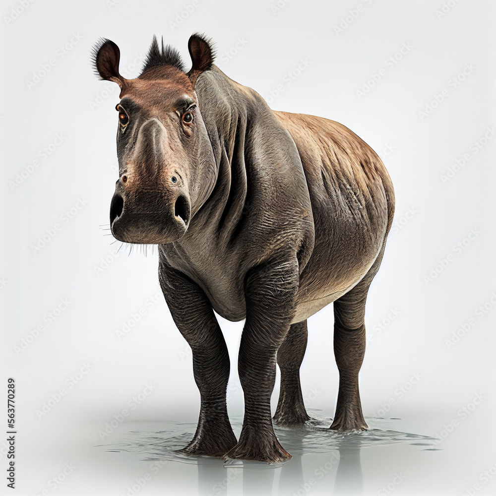 Fototapeta premium Coryphodon full body image with white background ultra realistic