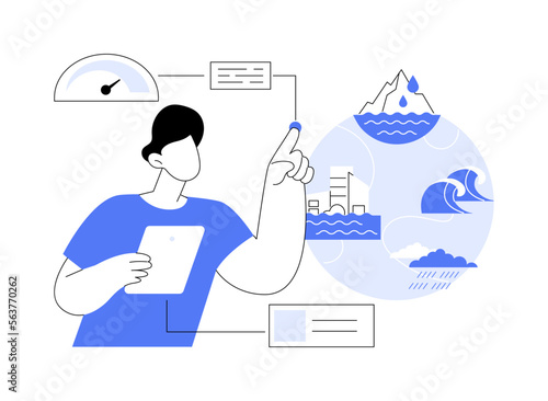 Sea level rise abstract concept vector illustration.