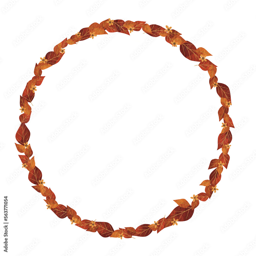 Autumn red leaves with yellow flower wreath illustration for decoration on Autumn season event. Autumn red leaves with yellow flower wreath illustration for decoration on Autumn season event.