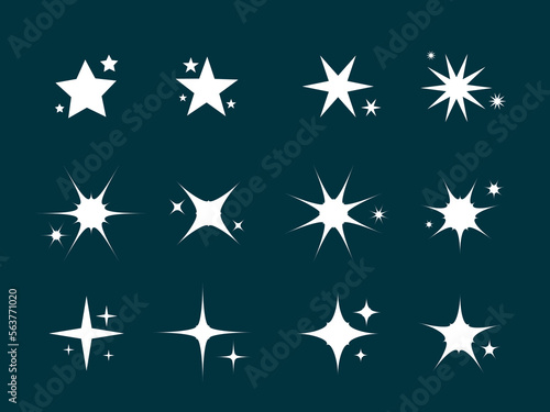 Vector flat sparkling star collection