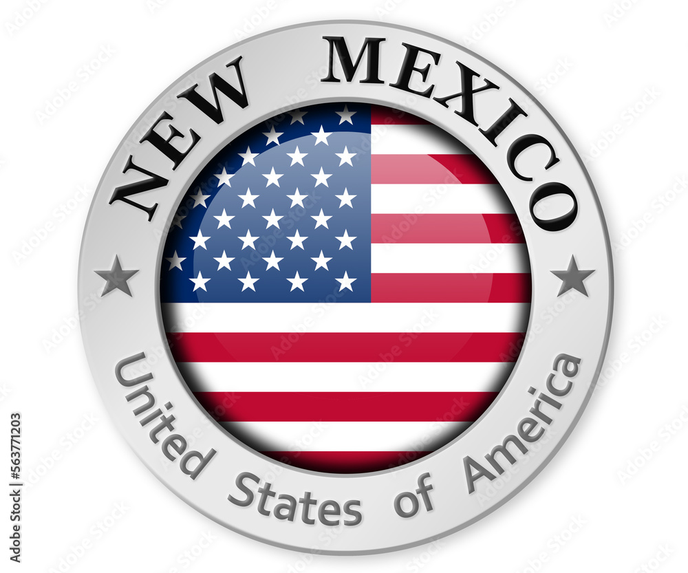 Silver badge with New Mexico and USA flag Silver badge with New Mexico and USA flag
