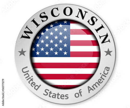 Silver badge with Wisconsin and USA flag
