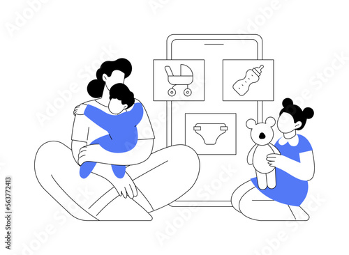 Babysitting services abstract concept vector illustration.