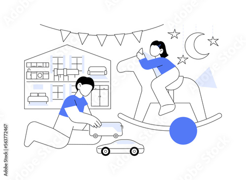 Playroom for kids abstract concept vector illustration.