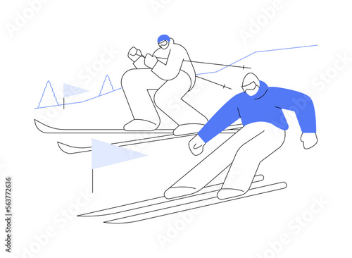 Skiing abstract concept vector illustration.