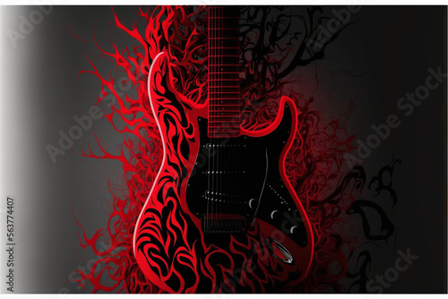 Electric guitar duotone red black music equipament cinematic