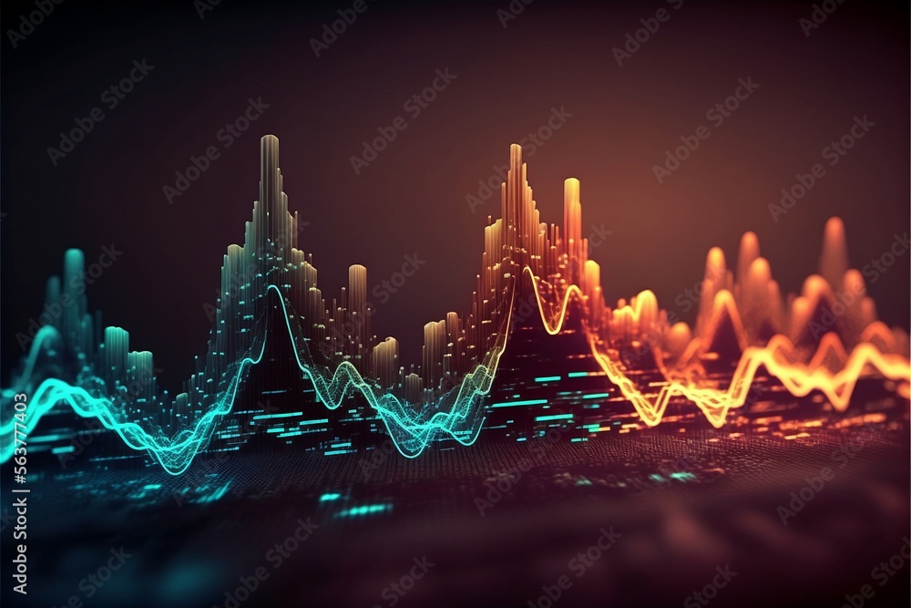 Abstract Sound waves. Frequency audio waveform, music wave HUD ...