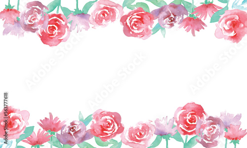                                                                                               Watercolor painting. Watercolor touch rose frame. Vector illustration of watercolor rose. 