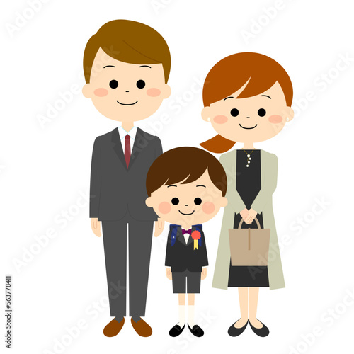 笑顔の新一年生とその保護者