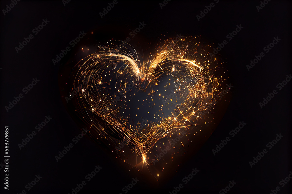 sparkle overlay in heart shape, beautiful abstract effect , glow light in black background sparkle overlay in heart shape, beautiful abstract effect , glow light in black background