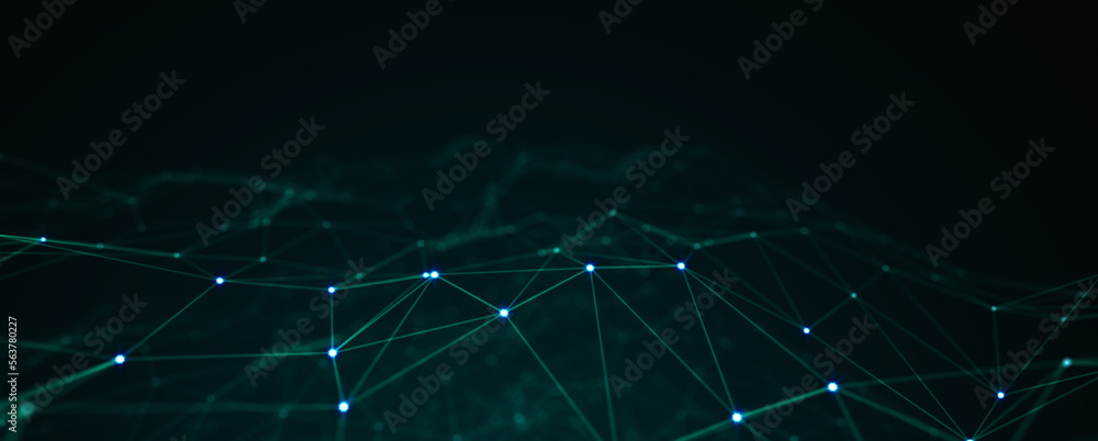 Abstract futuristic - technology with polygonal shapes on dark blue background. Design digital technology concept. 3d illustration.