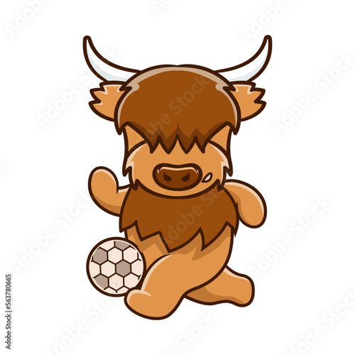 Cute Highland cow cartoon clipart with funny pose vector illustration