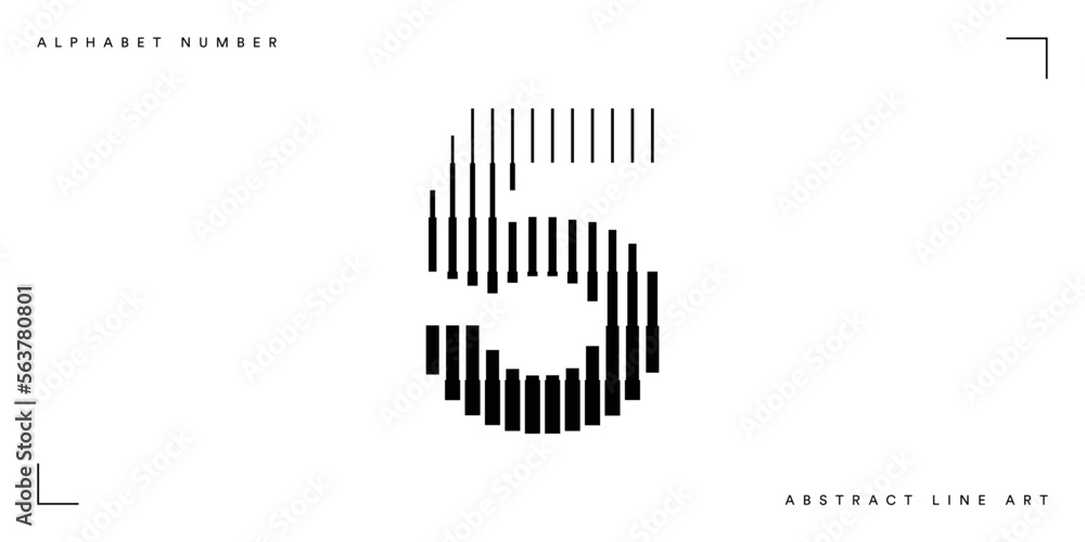 Number 5 with Abstract Line Pattern Number 5 with Abstract Line Pattern