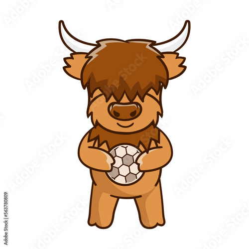 Cute Highland cow cartoon clipart with funny pose vector illustration