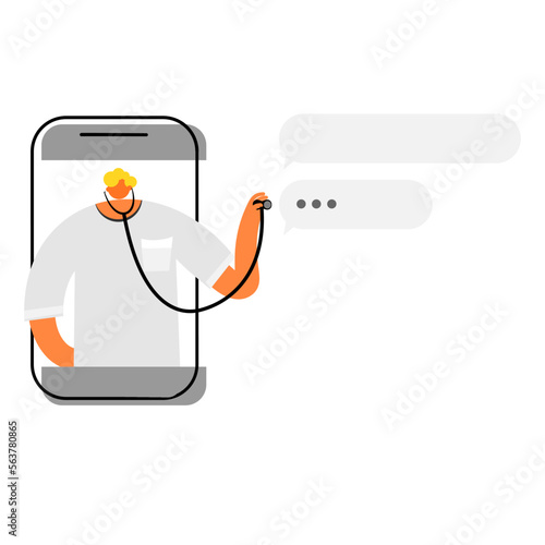 Illustration of mobile telemedicine by male doctor. 
