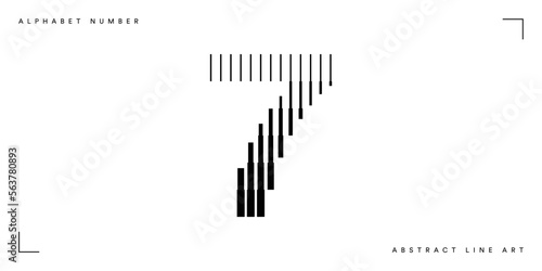 Number 7 with Abstract Line Pattern Isolated On White Background