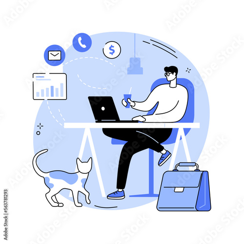 Work home office abstract concept vector illustration.