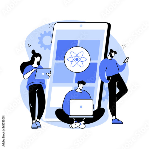 React native mobile app abstract concept vector illustration.