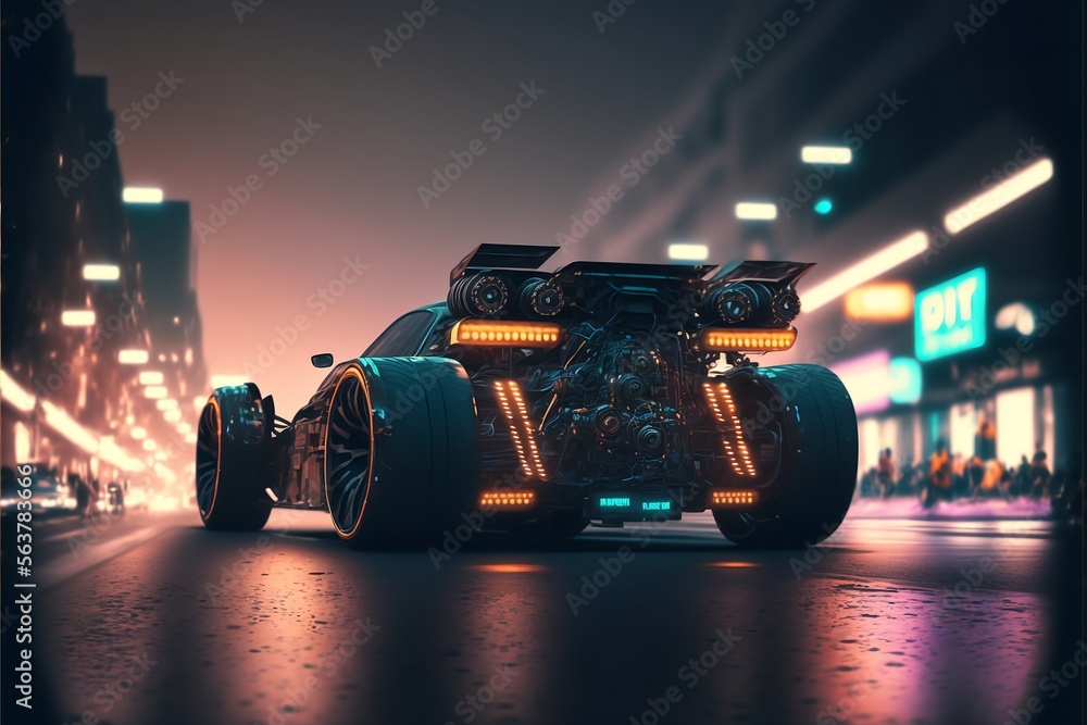 Futuristic sport car formula in street background ,generative AI
Futuristic sport car formula in street background ,generative AI