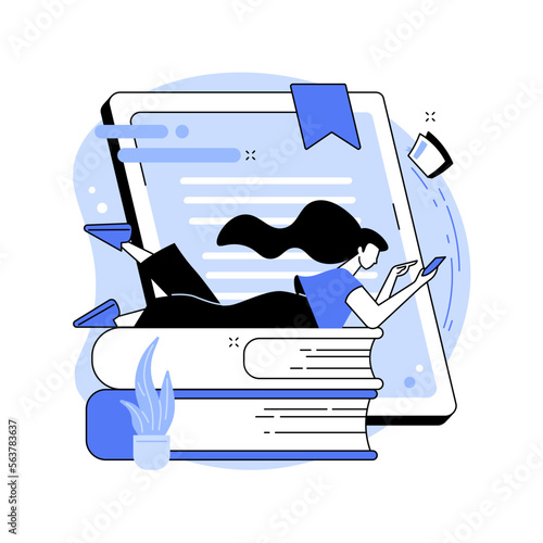 Digital reading abstract concept vector illustration.