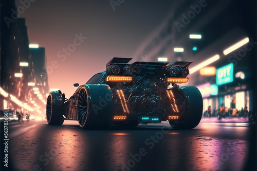 Futuristic sport car formula in street background ,generative AI © dhiyaeddine