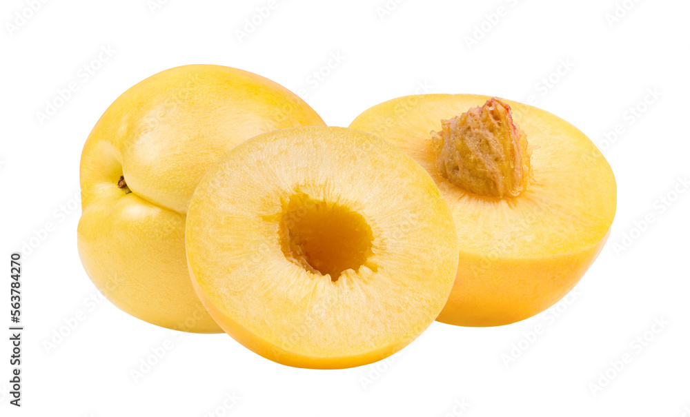 yellow nectarine fruit on  transparent png