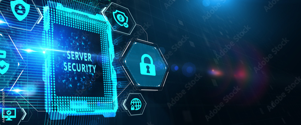 Obraz premium Cyber security data protection business technology privacy concept. Server security. 3d illustration
