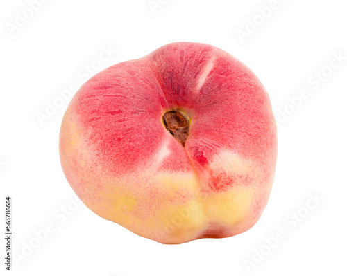 Ripe chinese flat peach fruit isolated on transparent png