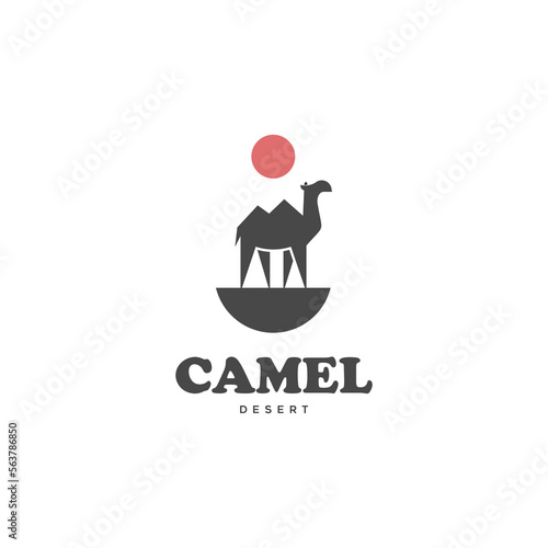 camel logo standing in the desert design vector illustration