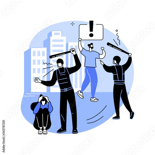 Police violence abstract concept vector illustration.