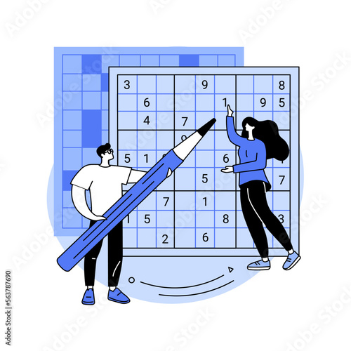 Do a crossword and sudoku abstract concept vector illustration.