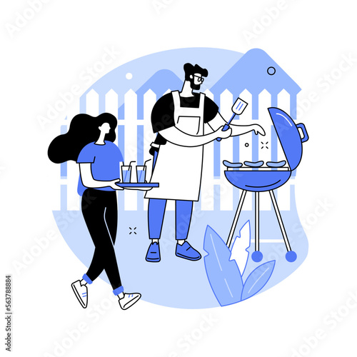 Backyard party abstract concept vector illustration.
