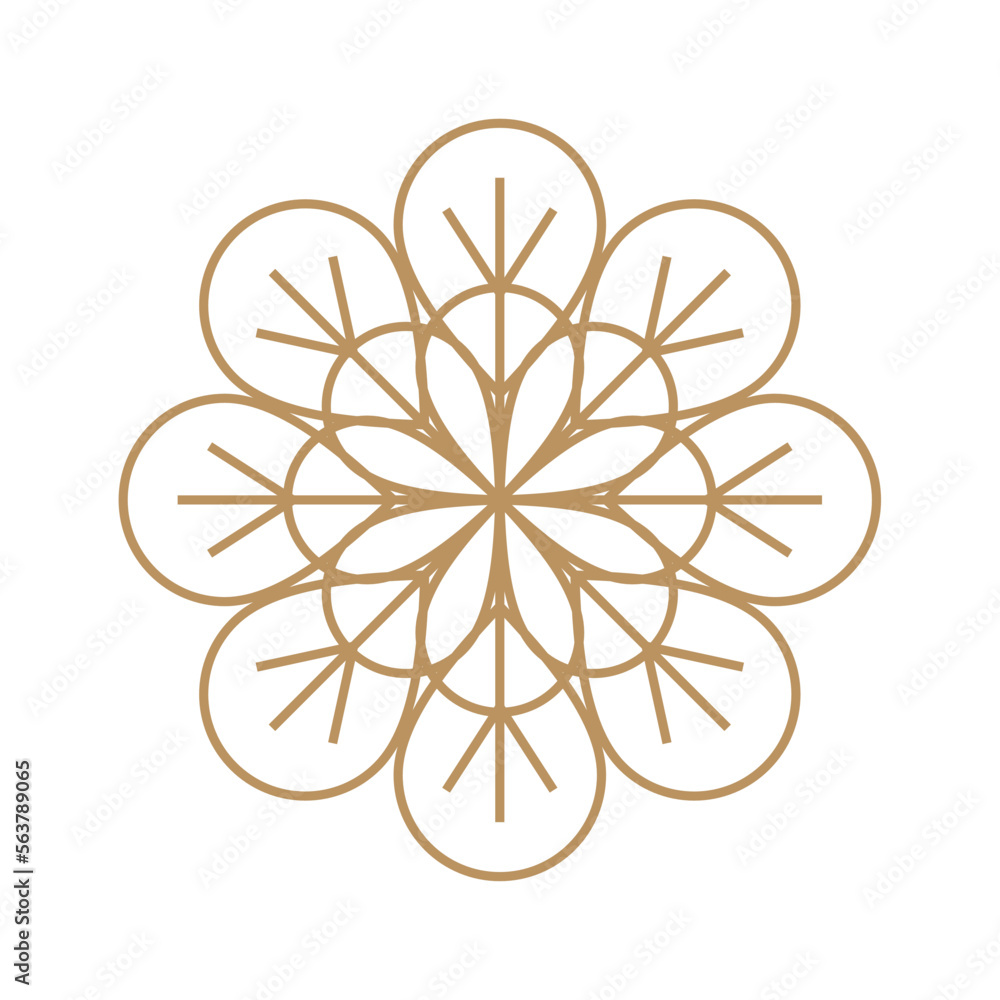Abstrak Gold Circle Flower Logo Template Desain Ilustrasi. Vektor EPS 10. ilustrasi stok - obrazy, fototapety, plakaty 
