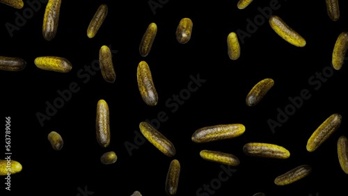 Looping animation featuring a cloud of Pickles floating in place on an alpha transparent background.