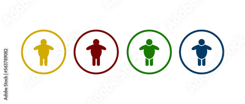 Fat person icon. Button design vector illustration. Unhealthy symbol	for website design.