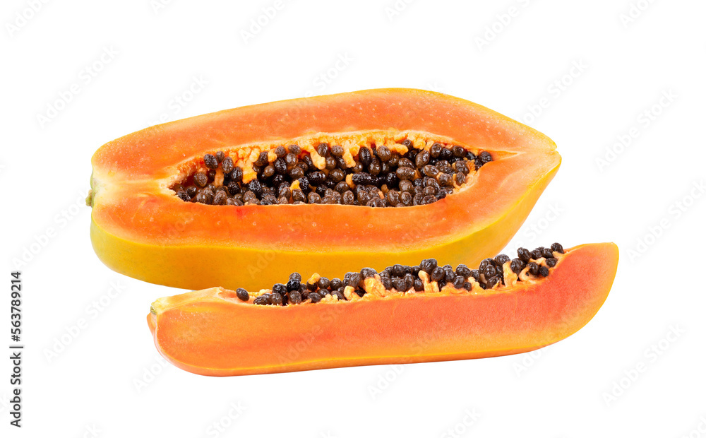 ripe papaya slices isolated on transparent png ripe papaya slices isolated on transparent png