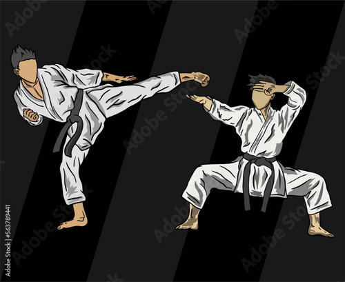 illustration of two martial art fighter are fighting scene